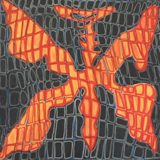 ROSALIE ALEKSANDRA ANTER butterfly in pain acrylic on canvas 30x55cm